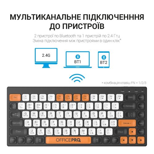 Купити Клавіатура OfficePro SK955 Wireless Black - ціна в Києві, Львові, Вінниці, Хмельницькому, Франківську, Україні | інтернет-магазин TELEMART.UA фото