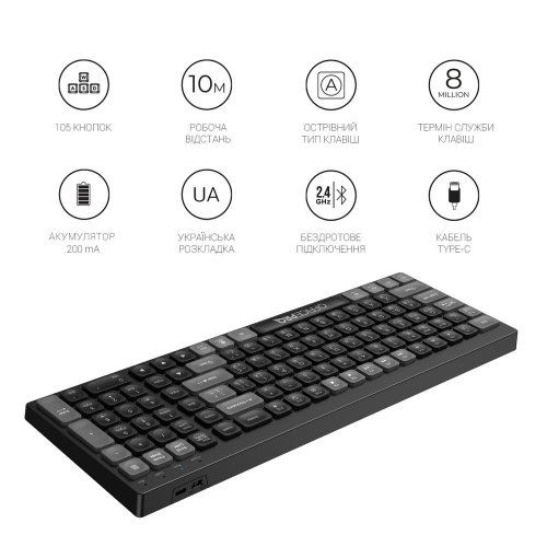 Клавиатура OfficePro SK985 Wireless Black купить в Украине: Киев, Днепр, Харьков, Одесса  | Низкая цена, отзывы, характеристики от TELEMART фото