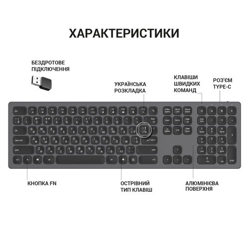 Фото Клавіатура OfficePro SK1550 Wireless Black