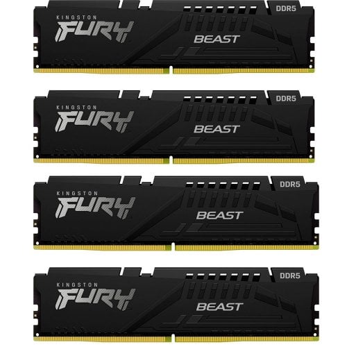 Купить ОЗУ Kingston DDR5 128GB (4x32GB) 5600Mhz FURY Beast Black (KF556C40BBK4-128) с проверкой совместимости: обзор, характеристики, цена в Киеве, Днепре, Одессе, Харькове, Украине | интернет-магазин TELEMART.UA фото