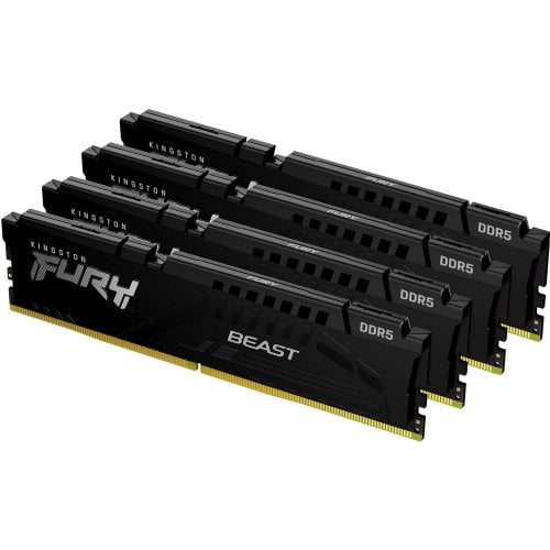 Купить ОЗУ Kingston DDR5 128GB (4x32GB) 5600Mhz FURY Beast Black (KF556C40BBK4-128) с проверкой совместимости: обзор, характеристики, цена в Киеве, Днепре, Одессе, Харькове, Украине | интернет-магазин TELEMART.UA фото
