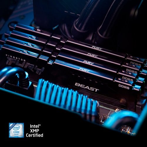 Купить ОЗУ Kingston DDR5 128GB (4x32GB) 5600Mhz FURY Beast Black (KF556C40BBK4-128) с проверкой совместимости: обзор, характеристики, цена в Киеве, Днепре, Одессе, Харькове, Украине | интернет-магазин TELEMART.UA фото
