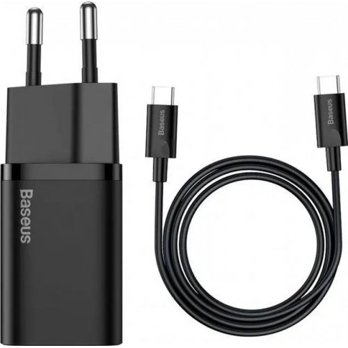 Купить Сетевое зарядное устройство Baseus Super Silicone PD USB Type C 25W + кабель Type C to Type C 3A (TZCCSUP-L01) Black - цена в Харькове, Киеве, Днепре, Одессе
в интернет-магазине Telemart фото