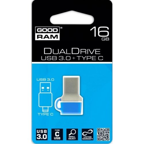 Купить Накопитель GoodRAM DualDrive C 16GB USB 3.1 Blue (PD16GH3GRDDCBR10) - цена в Харькове, Киеве, Днепре, Одессе
в интернет-магазине Telemart фото