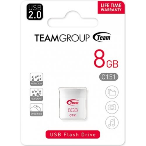 Купить Накопитель Team C151 8GB USB 2.0 White (TC1518GR01) - цена в Харькове, Киеве, Днепре, Одессе
в интернет-магазине Telemart фото