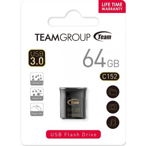 Купить Накопитель Team C152 64GB USB 3.0 Black (TC152364GB01) - цена в Харькове, Киеве, Днепре, Одессе
в интернет-магазине Telemart фото