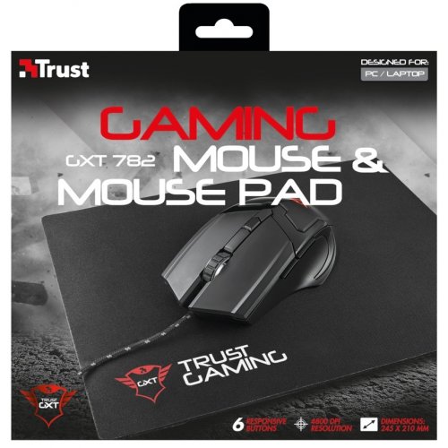 Фото Мышка Trust GXT 782 Gaming + Mouse Pad (21142) Black