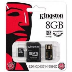 Карта пам'яті Kingston microSDHC 8GB Class 10 (с адаптером и USB-ридером) (MBLY10G2/8GB)