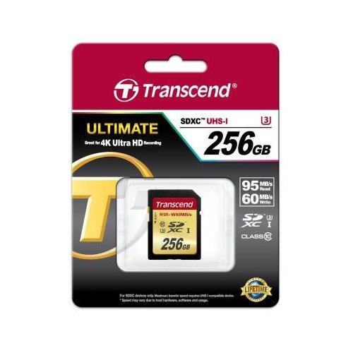 Карта памяти Transcend SDXC 256GB UHS-I Ultimate U3 R95/W60MB/s (TS256GSDU3) купить в Украине | Telemart фото