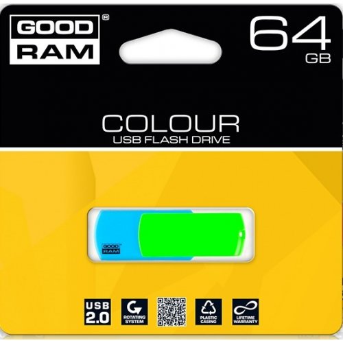 Купить Накопитель GoodRAM Colour Mix 64GB USB 2.0 Blue/Green (PD64GH2GRCOMXR9) - цена в Харькове, Киеве, Днепре, Одессе
в интернет-магазине Telemart фото