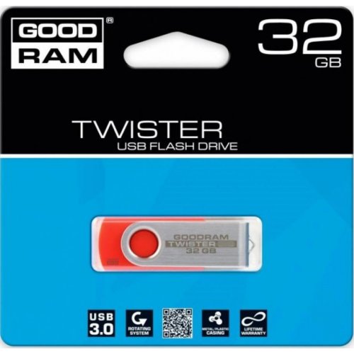Купити Накопичувач GoodRAM Twister 32GB USB 2.0 Red (PD32GH2GRTSRR9) - ціна в Києві, Львові, Вінниці, Хмельницькому, Франківську, Україні | інтернет-магазин TELEMART.UA фото