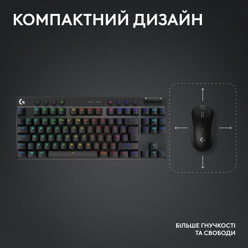 Фото Клавиатура Logitech G Pro X TKL LightSpeed Mechanical Tactile Wireless (920-012136) Black