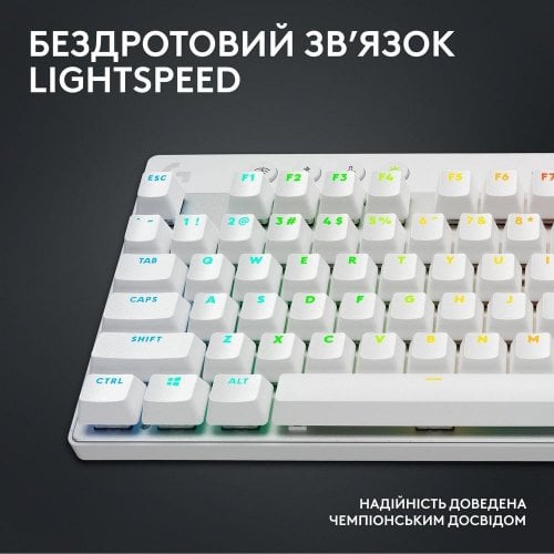 Купити Клавіатура Logitech G Pro X TKL LightSpeed Mechanical Tactile Wireless (920-012148) White - ціна в Києві, Львові, Вінниці, Хмельницькому, Франківську, Україні | інтернет-магазин TELEMART.UA фото