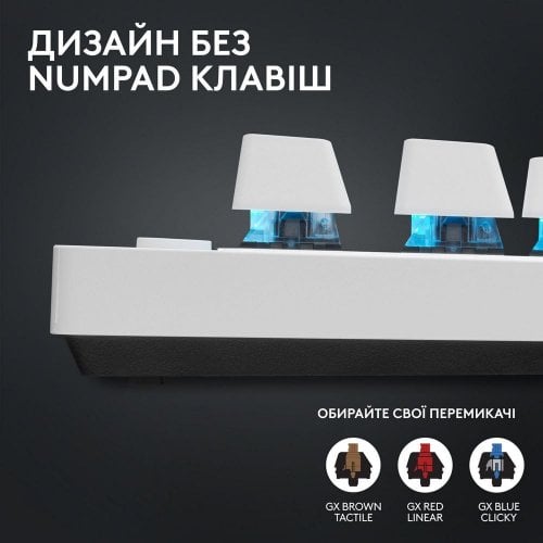 Купити Клавіатура Logitech G Pro X TKL LightSpeed Mechanical Tactile Wireless (920-012148) White - ціна в Києві, Львові, Вінниці, Хмельницькому, Франківську, Україні | інтернет-магазин TELEMART.UA фото