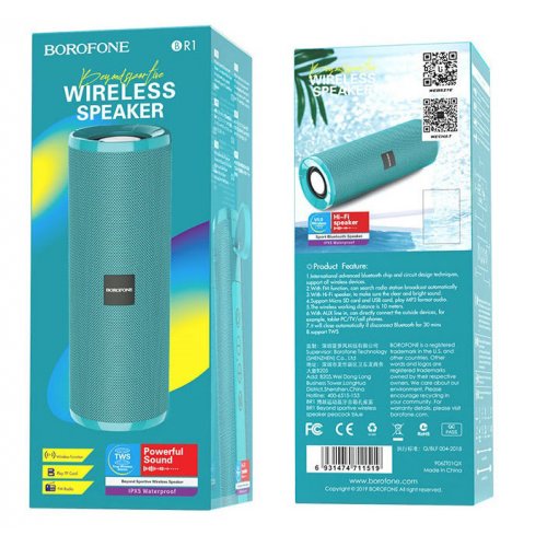 Купити Портативна акустика BOROFONE BR1 Beyond sportive (BR1PU) Peacock Blue - ціна в Києві, Львові, Вінниці, Хмельницькому, Франківську, Україні | інтернет-магазин TELEMART.UA фото
