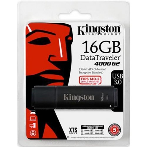 Купить Накопитель Kingston DataTraveler 4000 G2 Metal Security 16GB USB 3.0 Black (DT4000G2/16GB) - цена в Харькове, Киеве, Днепре, Одессе
в интернет-магазине Telemart фото