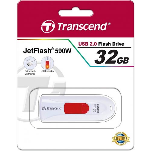 Купить Накопитель Transcend JetFlash 590 32GB USB 2.0 White (TS32GJF590W) - цена в Харькове, Киеве, Днепре, Одессе
в интернет-магазине Telemart фото