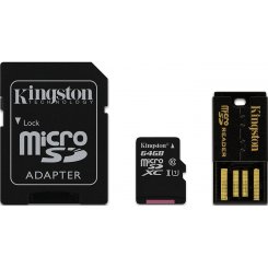 Карта пам'яті Kingston microSDXC 64GB Class 10 (с адаптером и OTG-ридером) (MBLY10G2/64GB)
