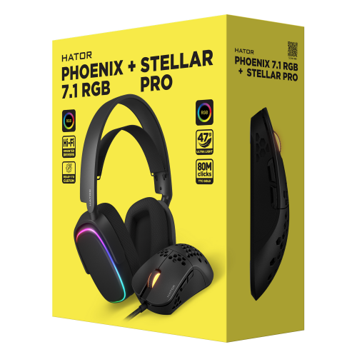 Photo Headset HATOR Phoenix 7.1 RGB + Stellar PRO (HTR-001) Black