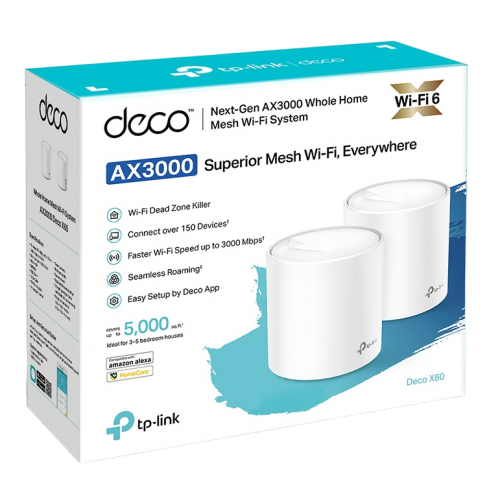 Купити Wi-Fi роутер TP-LINK Deco X60 AX5400 Whole Home Mesh Wi-Fi System (2-pack) - ціна в Києві, Львові, Вінниці, Хмельницькому, Франківську, Україні | інтернет-магазин TELEMART.UA фото