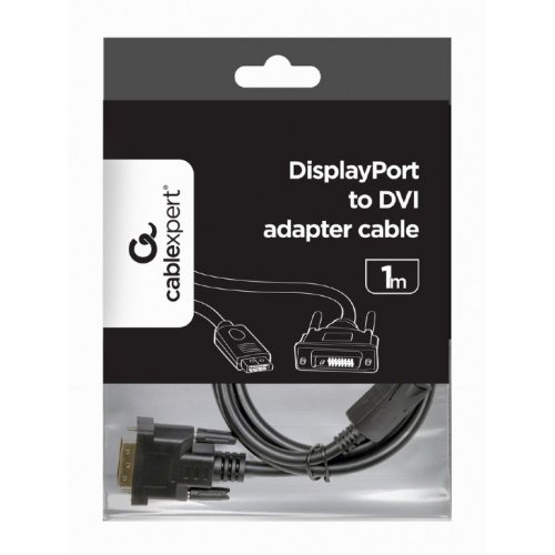Купить Адаптер Cablexpert DisplayPort-DVI 1m with CHIP-converter (CC-DPM-DVIM-1M) Black - цена в Харькове, Киеве, Днепре, Одессе
в интернет-магазине Telemart фото