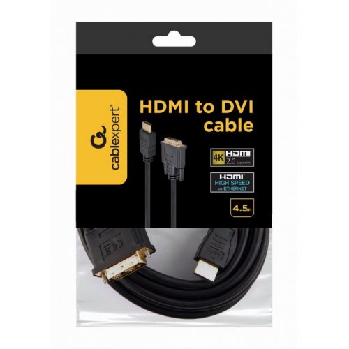 Купить Кабель Cablexpert HDMI-DVI 4.5m (CC-HDMI-DVI-15) Black - цена в Харькове, Киеве, Днепре, Одессе
в интернет-магазине Telemart фото