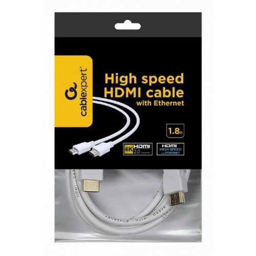 Купить Кабель Cablexpert HDMI-HDMI 1.8m v2.0 (CC-HDMI4-W-6) White - цена в Харькове, Киеве, Днепре, Одессе
в интернет-магазине Telemart фото