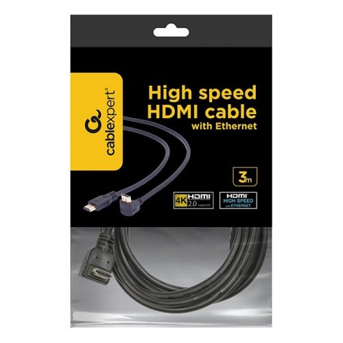 Купить Кабель Cablexpert HDMI-HDMI 3m v1.4 90° (CC-HDMI490-10) Black - цена в Харькове, Киеве, Днепре, Одессе
в интернет-магазине Telemart фото