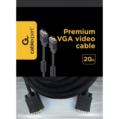 Купить Кабель Cablexpert VGA-VGA 20m Premium (CC-PPVGA-20M-B) Black - цена в Харькове, Киеве, Днепре, Одессе
в интернет-магазине Telemart фото