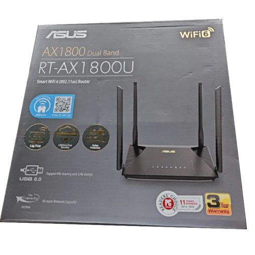 Купити Уцінка Wi-Fi роутер Asus RT-AX1800U (RT-AX1800U) (Вскрита упаковка, 577184) - ціна в Києві, Львові, Вінниці, Хмельницькому, Франківську, Україні | інтернет-магазин TELEMART.UA фото