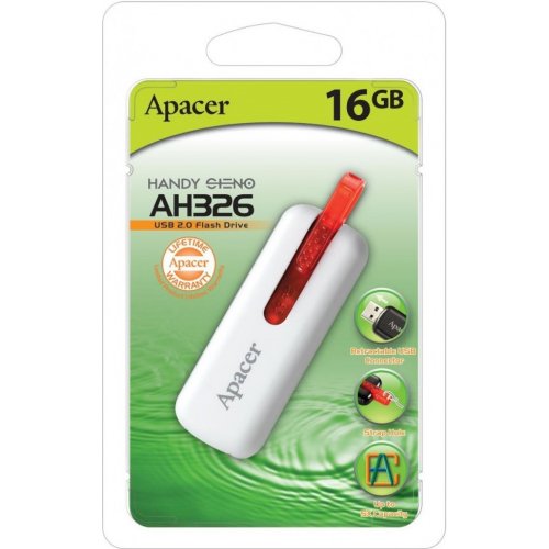 Купить Накопитель Apacer AH326 16GB USB 2.0 White/Red (AP16GAH326W-1) - цена в Харькове, Киеве, Днепре, Одессе
в интернет-магазине Telemart фото