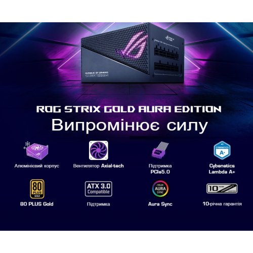 Фото Блок питания Asus ROG Strix PCIE5 1000W Aura Edition (90YE00P1-B0NA00)