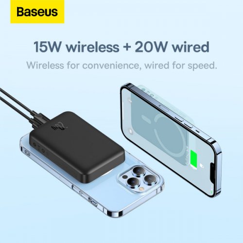 Купить Повербанк с беспроводной зарядкой Baseus Magnetic Mini Wireless 10000mAh 20W (PPCX030001) Black - цена в Харькове, Киеве, Днепре, Одессе
в интернет-магазине Telemart фото