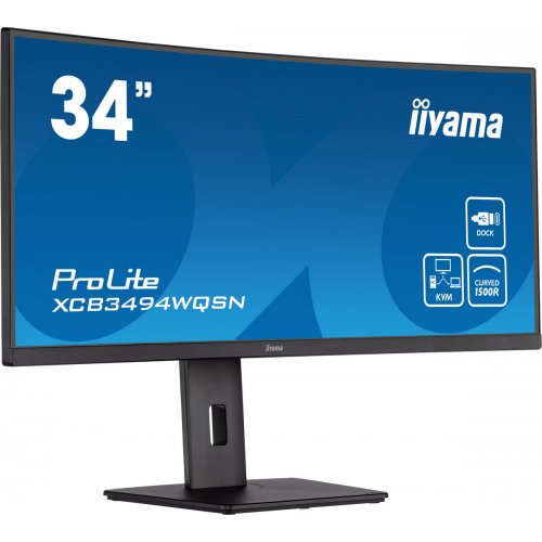 Купить Монитор Iiyama 34" ProLite XCB3494WQSN-B5 Black - цена в Харькове, Киеве, Днепре, Одессе
в интернет-магазине Telemart фото