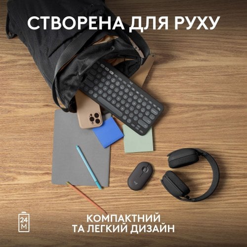 Купить Мышка Logitech Pebble Mouse 2 M350s Wireless (910-007015) Graphite - цена в Харькове, Киеве, Днепре, Одессе
в интернет-магазине Telemart фото