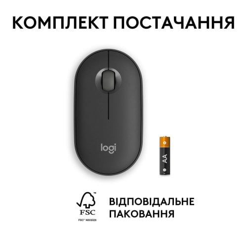 Купить Мышка Logitech Pebble Mouse 2 M350s Wireless (910-007015) Graphite - цена в Харькове, Киеве, Днепре, Одессе
в интернет-магазине Telemart фото