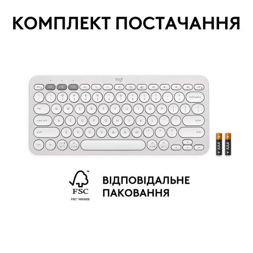 Купить Клавиатура Logitech Pebble Keys 2 K380s (920-011852) White - цена в Харькове, Киеве, Днепре, Одессе
в интернет-магазине Telemart фото