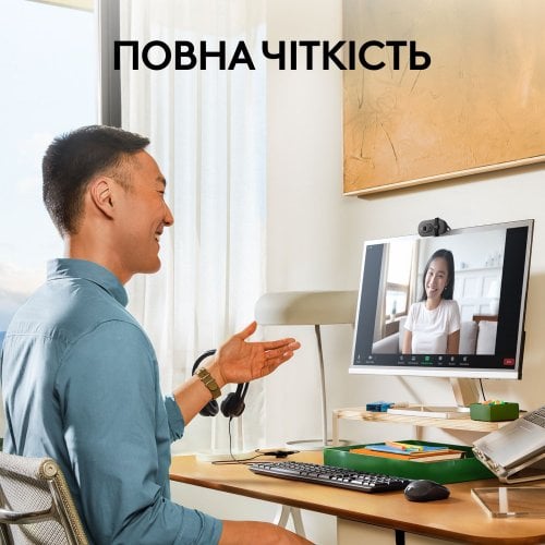 Купить Веб-камера Logitech Brio 100 Full HD (960-001585) Graphite - цена в Харькове, Киеве, Днепре, Одессе
в интернет-магазине Telemart фото