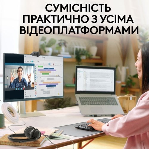 Купить Веб-камера Logitech Brio 100 Full HD (960-001585) Graphite - цена в Харькове, Киеве, Днепре, Одессе
в интернет-магазине Telemart фото