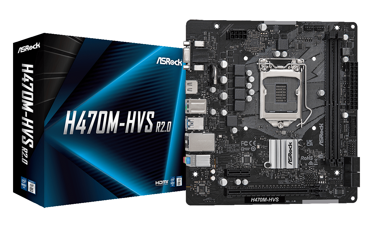Купить Материнская плата AsRock H470M-HVS R2.0 (s1200, Intel H470) с ...
