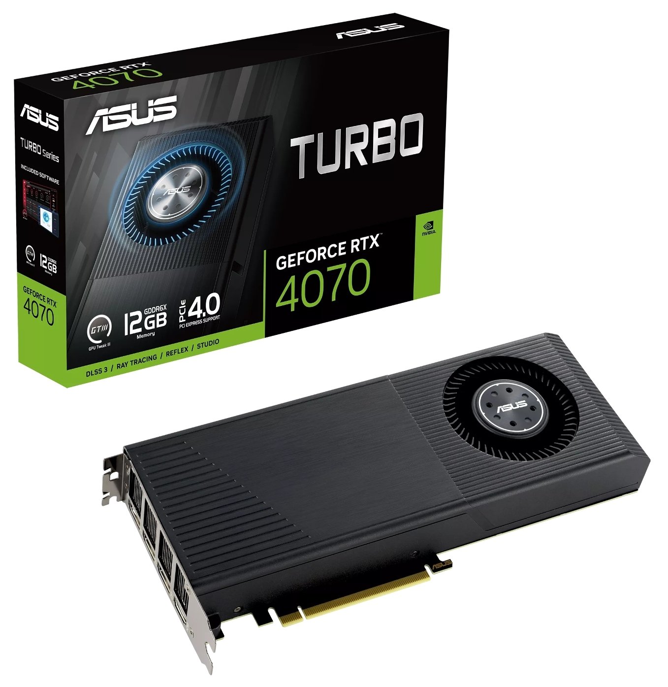 Купить Видеокарта Asus GeForce RTX 4070 Turbo 12288MB (TURBO-RTX4070-12G) с  проверкой совместимости: обзор, характеристики, цена в Киеве, Днепре,  Одессе, Харькове, Украине | интернет-магазин TELEMART.UA