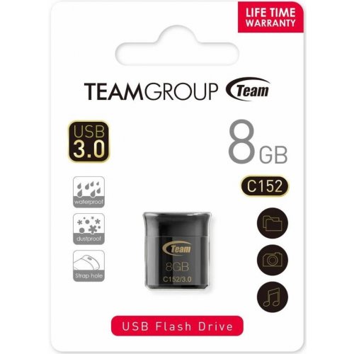 Купить Накопитель Team C152 8GB USB 3.0 Black (TC15238GB01) - цена в Харькове, Киеве, Днепре, Одессе
в интернет-магазине Telemart фото