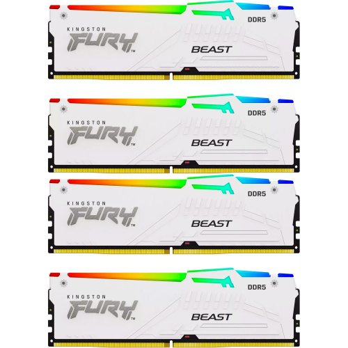 Фото ОЗУ Kingston DDR5 128GB (4x32GB) 5600Mhz FURY Beast RGB White (KF556C40BWAK4-128)