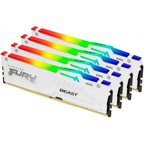 Фото ОЗП Kingston DDR5 128GB (4x32GB) 5600Mhz FURY Beast RGB White (KF556C40BWAK4-128)