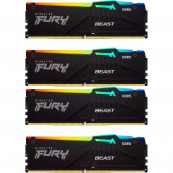 ОЗУ Kingston DDR5 128GB (4x32GB) 5200Mhz FURY Beast RGB Black (KF552C40BBAK4-128)