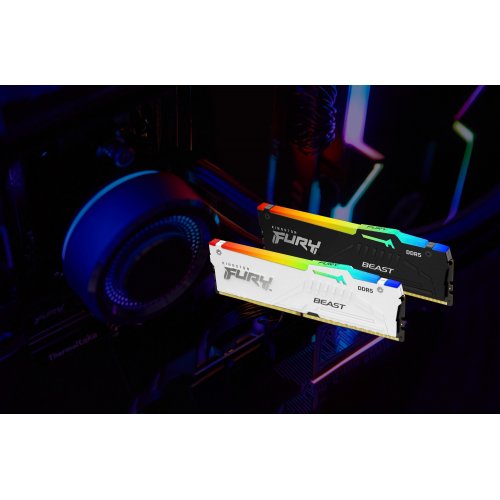 Фото ОЗУ Kingston DDR5 128GB (4x32GB) 5200Mhz FURY Beast RGB White (KF552C40BWAK4-128)