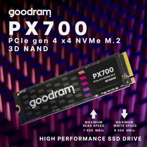 SSD-диск GoodRAM PX700 3D NAND 4TB M.2 (2280 PCI-E) NVMe x4 (SSDPR-PX700-04T-80) купити з перевіркою сумісності: огляд, характеристики, ціна у Києві, Львові, Вінниці, Хмельницькому, Івано-Франківську, Україні | інтернет-магазин TELEMART.UA фото