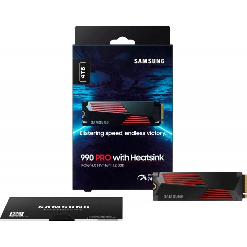 Фото SSD-диск Samsung 990 PRO with Heatsink V-NAND TLC 4TB M.2 (2280 PCI-E) NVMe 2.0 (MZ-V9P4T0CW)
