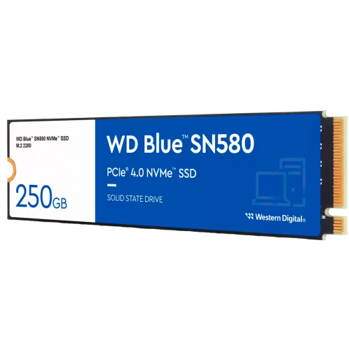 Купить SSD-диск Western Digital Blue SN580 WDC TLC 250GB M.2 (2280 PCI-E) NVMe x4 (WDS250G3B0E) с проверкой совместимости: обзор, характеристики, цена в Киеве, Днепре, Одессе, Харькове, Украине | интернет-магазин TELEMART.UA фото