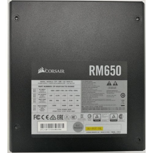 Продати Блок живлення Corsair RM650 650W (CP-9020194-EU) (Відновлено продавцем, 595268) за Trade-In у інтернет-магазині Телемарт - Київ, Дніпро, Україна фото